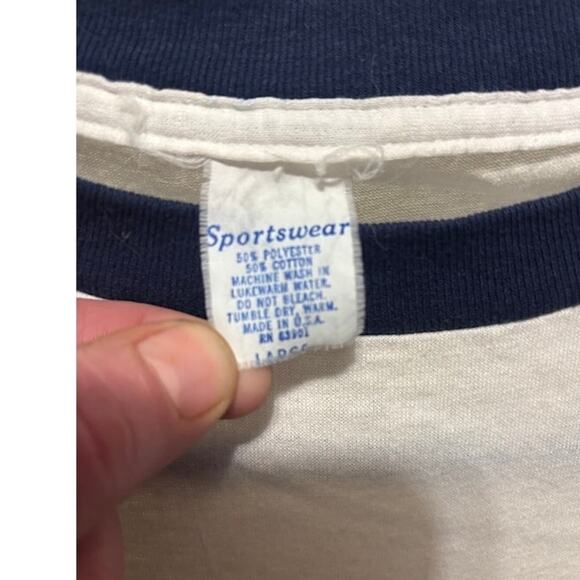 VTG 70s 90s Sportswear Rhode Island Running Ringer T-Shirt Large Single Stitch - Picture 4 of 8